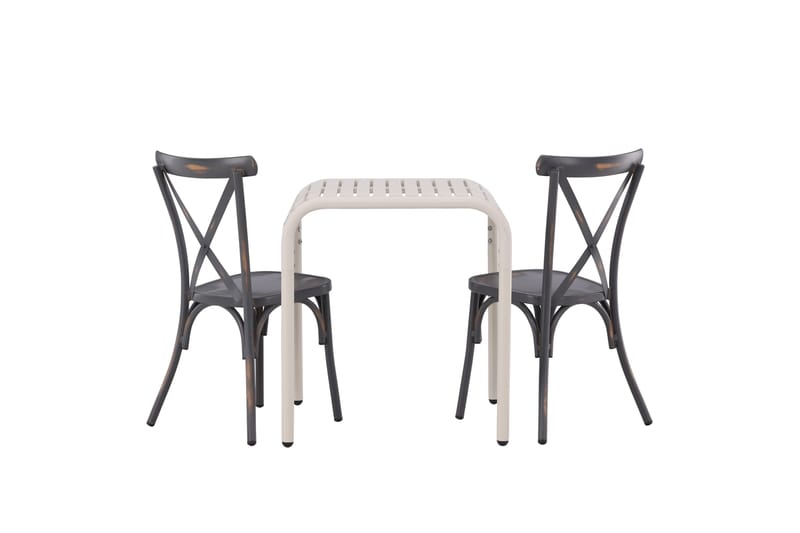 Parvekeryhmä Borneo 70 cm 2 Tablas tuolia - Tummanharmaa/Beige - Puutarhakalusteet - Parveke - Parvekekalusteet - Parvekesetti