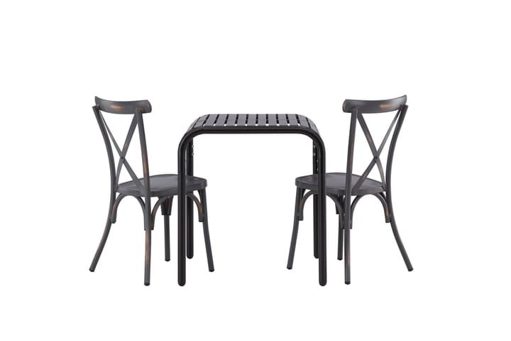 Parvekeryhmä Borneo 70 cm 2 Tablas tuolia - Tummanharmaa/Musta - Parvekesetti - Cafe-ryhmä