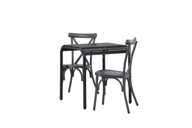 Parvekeryhmä Borneo 70 cm 2 Tablas tuolia - Tummanharmaa/Musta - Puutarhakalusteet - Parveke - Parvekekalusteet - Parvekesetti