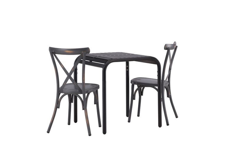 Parvekeryhmä Borneo 70 cm 2 Tablas tuolia - Tummanharmaa/Musta - Puutarhakalusteet - Parveke - Parvekekalusteet - Parvekesetti