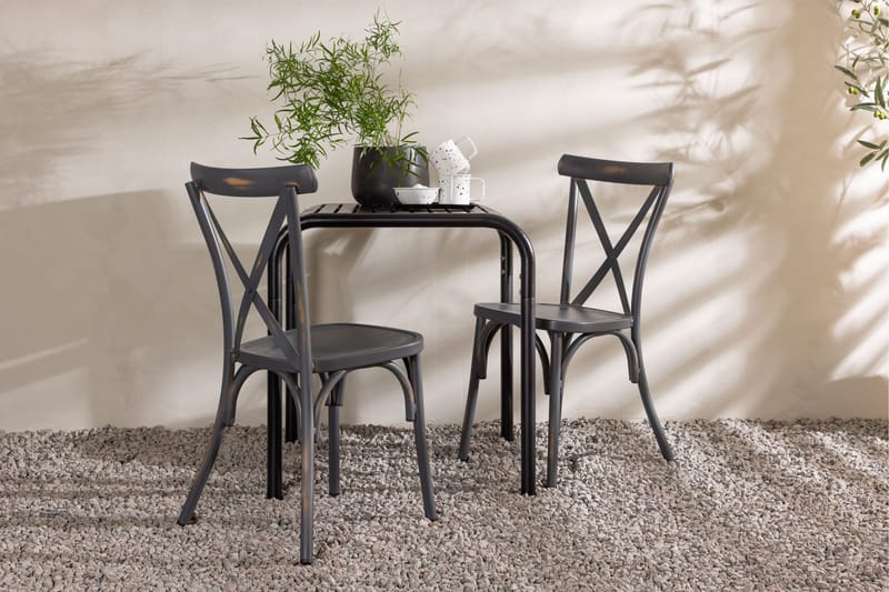Parvekeryhmä Borneo 70 cm 2 Tablas tuolia - Tummanharmaa/Musta - Puutarhakalusteet - Parveke - Parvekekalusteet - Parvekesetti