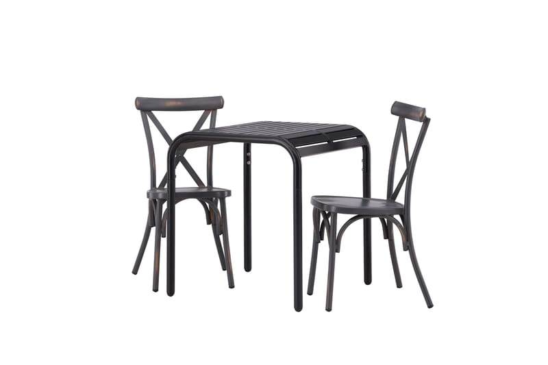 Parvekeryhmä Borneo 70 cm 2 Tablas tuolia - Tummanharmaa/Musta - Puutarhakalusteet - Parveke - Parvekekalusteet - Parvekesetti