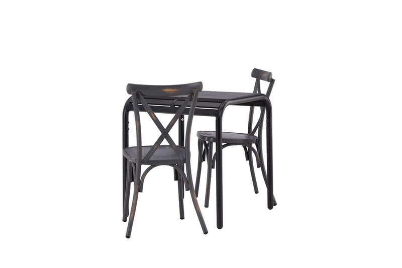 Parvekeryhmä Borneo 70 cm 2 Tablas tuolia - Tummanharmaa/Musta - Puutarhakalusteet - Parveke - Parvekekalusteet - Parvekesetti