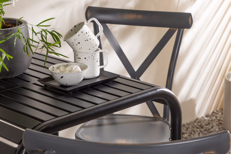 Parvekeryhmä Borneo 70 cm 2 Tablas tuolia - Tummanharmaa/Musta - Puutarhakalusteet - Parveke - Parvekekalusteet - Parvekesetti