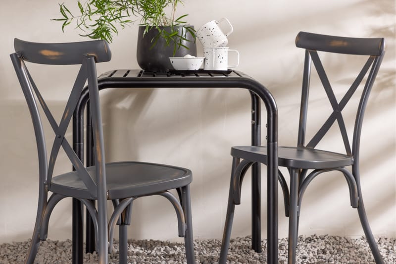 Parvekeryhmä Borneo 70 cm 2 Tablas tuolia - Tummanharmaa/Musta - Puutarhakalusteet - Parveke - Parvekekalusteet - Parvekesetti