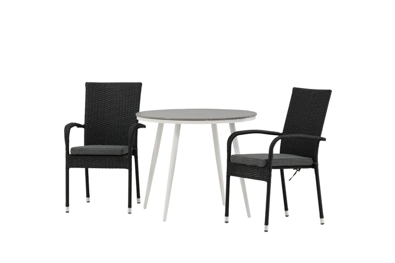 Parvekeryhmä Break Pyöreä 90 cm 2 Anna ruokatuolia - Musta/Harmaa - Puutarhakalusteet - Parveke - Parvekekalusteet - Parvekesetti
