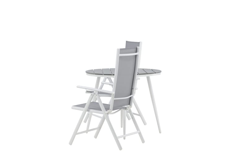 Parvekeryhmä Break Pyöreä 90 cm 2 Break säätötuolia - Valkoinen/Harmaa - Puutarhakalusteet - Parveke - Parvekekalusteet - Parvekesetti