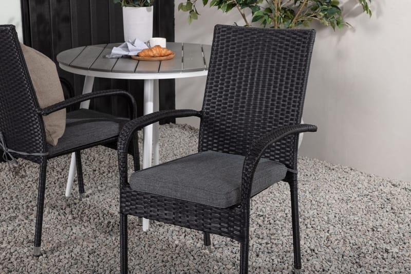 Parvekeryhmä Break Pyöreä 90 cm 2 Anna ruokatuolia - Musta/Harmaa - Puutarhakalusteet - Parveke - Parvekekalusteet - Parvekesetti