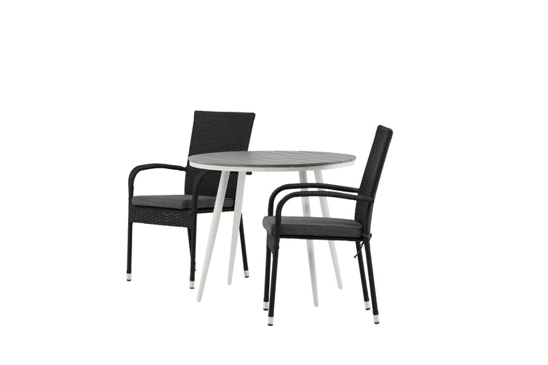 Parvekeryhmä Break Pyöreä 90 cm 2 Anna ruokatuolia - Musta/Harmaa - Puutarhakalusteet - Parveke - Parvekekalusteet - Parvekesetti