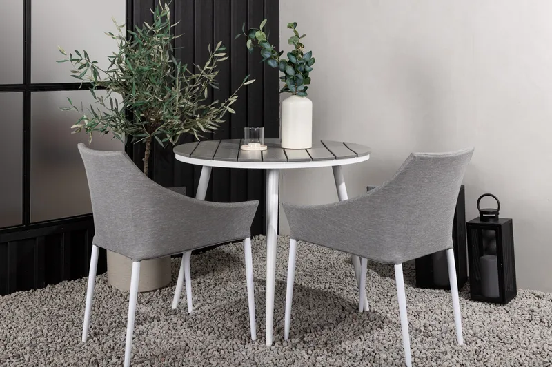 Parvekeryhmä Break Pyöreä 90 cm 2 Spoga ruokatuolia - Valkoinen/Harmaa - Puutarhakalusteet - Parveke - Parvekekalusteet - Parvekesetti