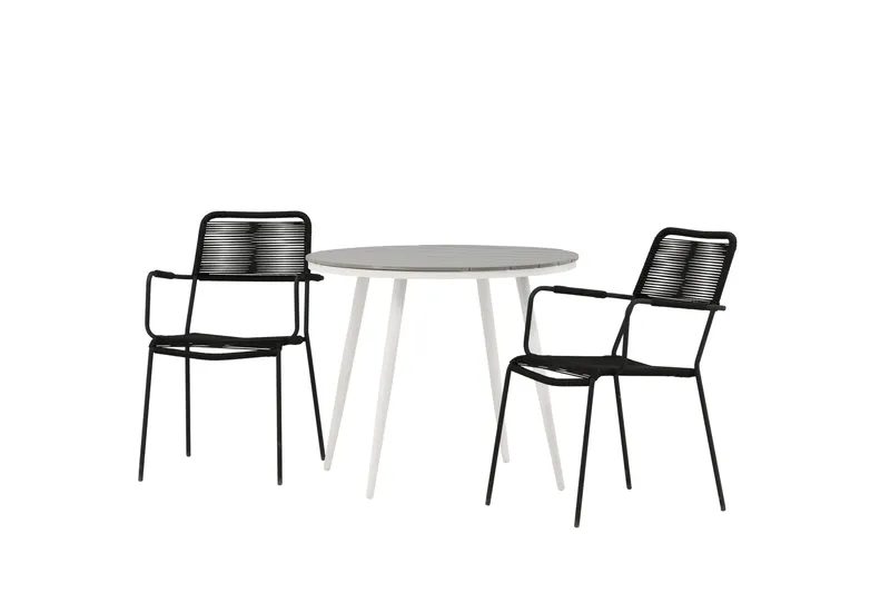 Parvekeryhmä Break Pyöreä 90 cm 2 Lindos tuolia - Musta/Harmaa - Puutarhakalusteet - Parveke - Parvekekalusteet - Parvekesetti