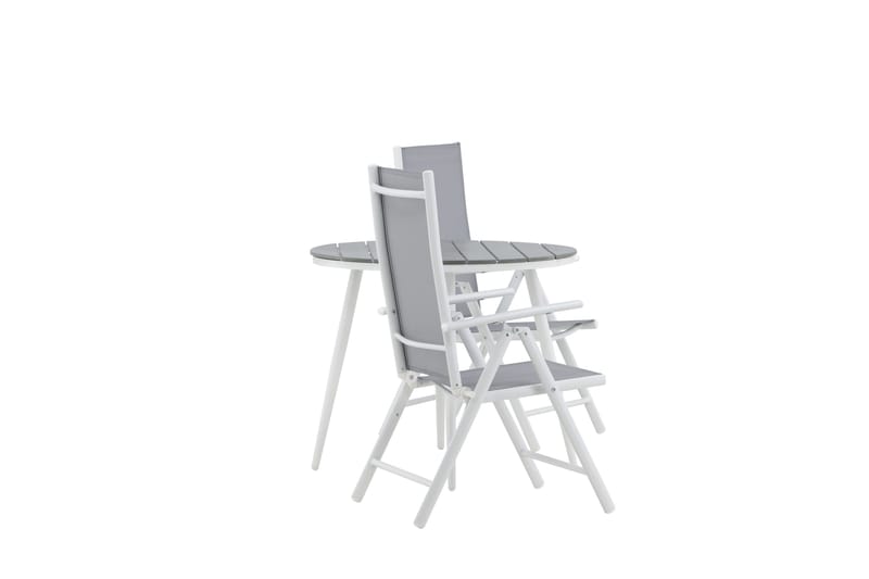 Parvekeryhmä Break Pyöreä 90 cm 2 Break säätötuolia - Valkoinen/Harmaa - Puutarhakalusteet - Parveke - Parvekekalusteet - Parvekesetti