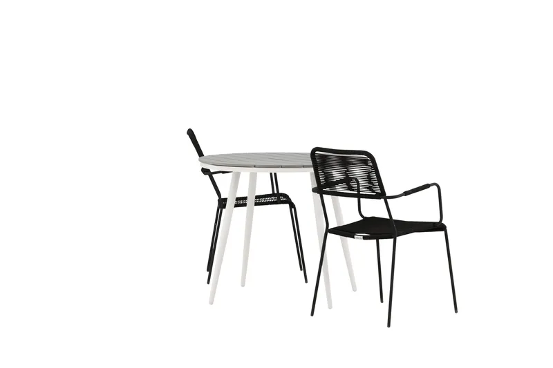 Parvekeryhmä Break Pyöreä 90 cm 2 Lindos tuolia - Musta/Harmaa - Puutarhakalusteet - Parveke - Parvekekalusteet - Parvekesetti