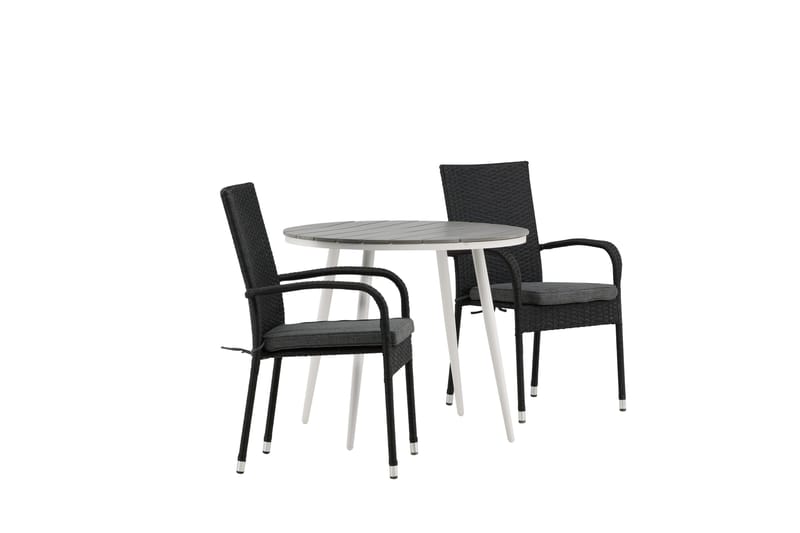 Parvekeryhmä Break Pyöreä 90 cm 2 Anna ruokatuolia - Musta/Harmaa - Puutarhakalusteet - Parveke - Parvekekalusteet - Parvekesetti