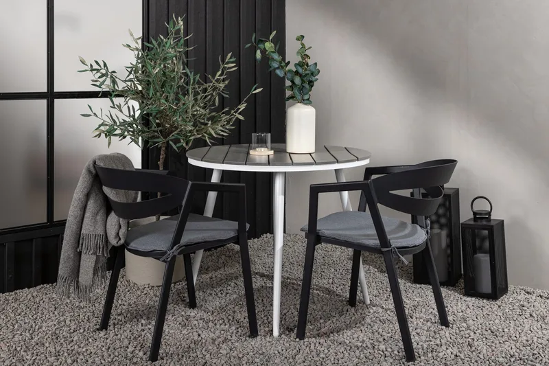 Parvekeryhmä Break Pyöreä 90 cm 2 Slit ruokatuolia - Musta/Harmaa - Puutarhakalusteet - Parveke - Parvekekalusteet - Parvekesetti