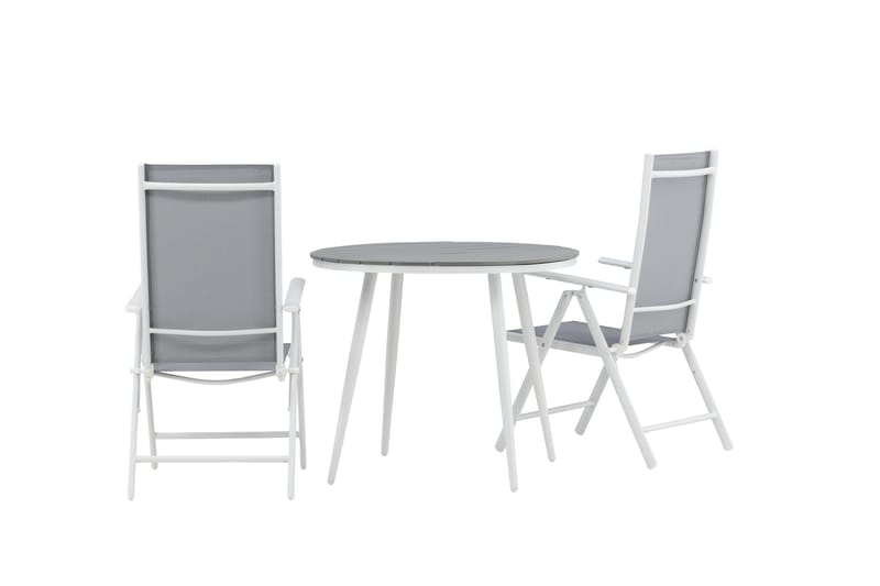 Parvekeryhmä Break Pyöreä 90 cm 2 Break säät ötuolia - Valkoinen/Harmaa - Puutarhakalusteet - Parveke - Parvekekalusteet - Parvekesetti