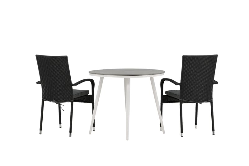 Parvekeryhmä Break Pyöreä 90 cm 2 Anna ruokatuolia - Musta/Harmaa - Puutarhakalusteet - Parveke - Parvekekalusteet - Parvekesetti