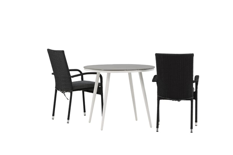 Parvekeryhmä Break Pyöreä 90 cm 2 Anna ruokatuolia - Musta/Harmaa - Puutarhakalusteet - Parveke - Parvekekalusteet - Parvekesetti