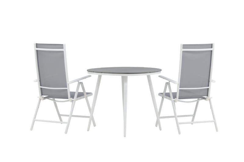 Parvekeryhmä Break Pyöreä 90 cm 2 Break säätötuolia - Valkoinen/Harmaa - Puutarhakalusteet - Parveke - Parvekekalusteet - Parvekesetti