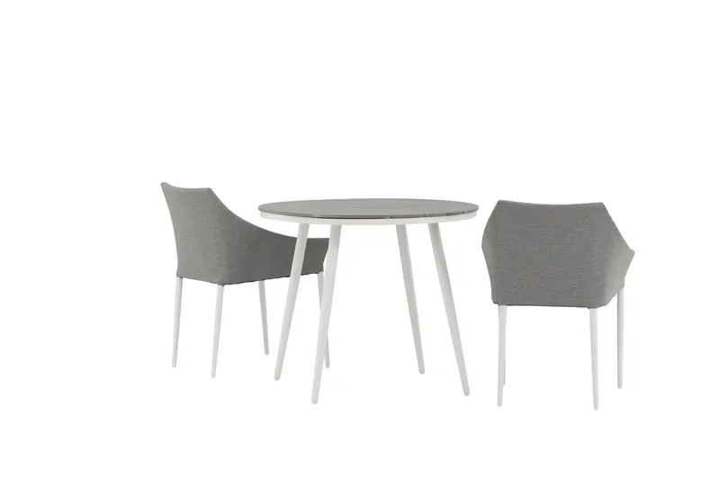 Parvekeryhmä Break Pyöreä 90 cm 2 Spoga ruokatuolia - Valkoinen/Harmaa - Puutarhakalusteet - Parveke - Parvekekalusteet - Parvekesetti