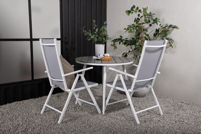 Parvekeryhmä Break Pyöreä 90 cm 2 Break säätötuolia - Valkoinen/Harmaa - Puutarhakalusteet - Parveke - Parvekekalusteet - Parvekesetti