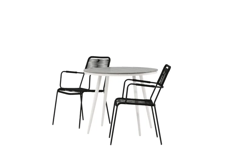 Parvekeryhmä Break Pyöreä 90 cm 2 Lindos tuolia - Musta/Harmaa - Puutarhakalusteet - Parveke - Parvekekalusteet - Parvekesetti