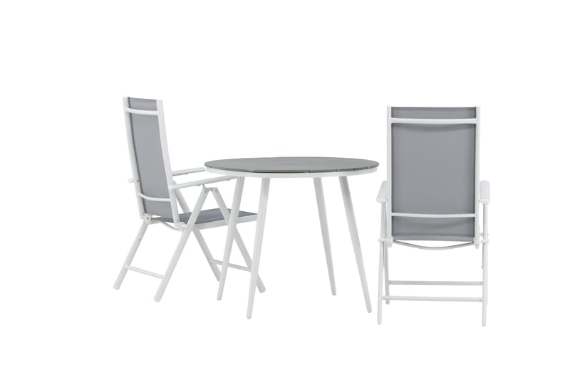 Parvekeryhmä Break Pyöreä 90 cm 2 Break säätötuolia - Valkoinen/Harmaa - Puutarhakalusteet - Parveke - Parvekekalusteet - Parvekesetti