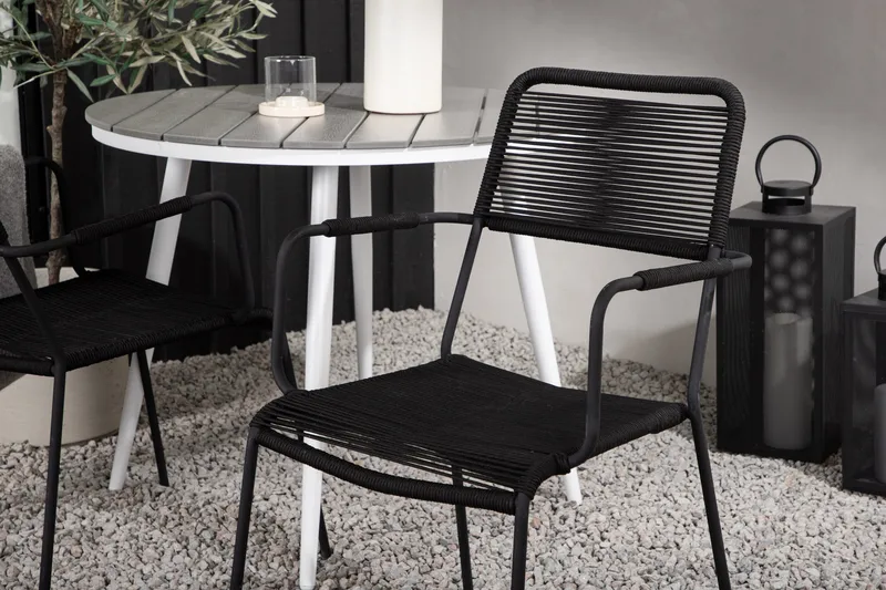 Parvekeryhmä Break Pyöreä 90 cm 2 Lindos tuolia - Musta/Harmaa - Puutarhakalusteet - Parveke - Parvekekalusteet - Parvekesetti