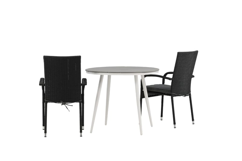 Parvekeryhmä Break Pyöreä 90 cm 2 Anna ruokatuolia - Musta/Harmaa - Puutarhakalusteet - Parveke - Parvekekalusteet - Parvekesetti