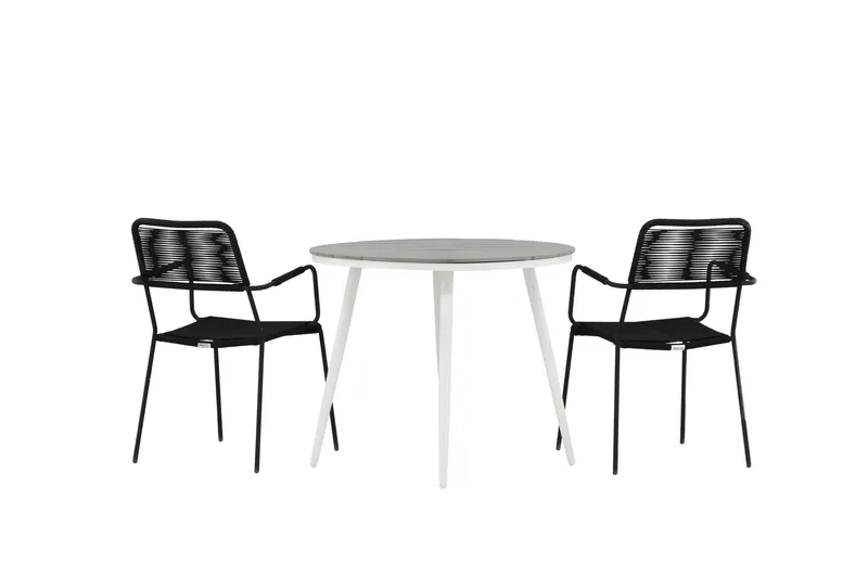 Parvekeryhmä Break Pyöreä 90 cm 2 Lindos tuolia - Musta/Harmaa - Puutarhakalusteet - Parveke - Parvekekalusteet - Parvekesetti