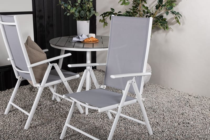 Parvekeryhmä Break Pyöreä 90 cm 2 Break säätötuolia - Valkoinen/Harmaa - Puutarhakalusteet - Parveke - Parvekekalusteet - Parvekesetti