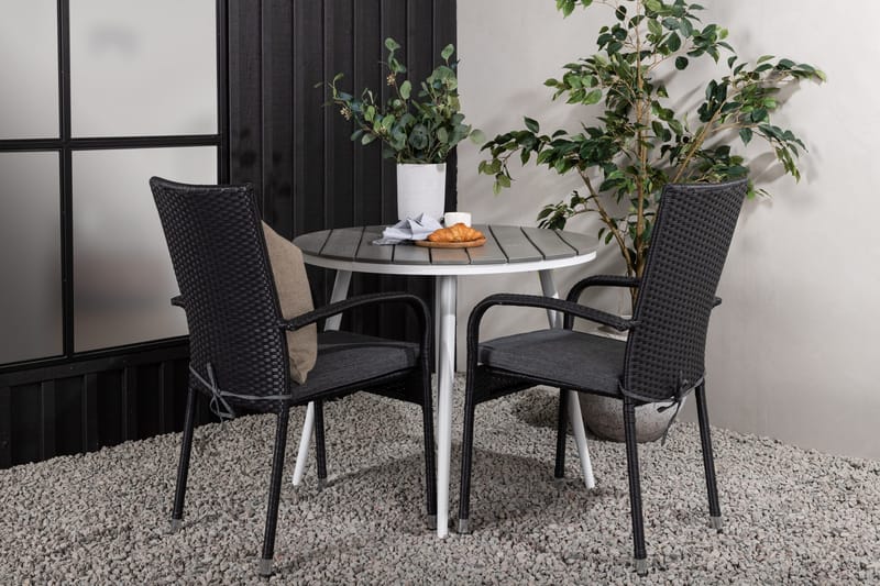Parvekeryhm ä Break Pyöreä 90 cm 2 Anna ruokatuolia - Musta/Harmaa - Puutarhakalusteet - Parveke - Parvekekalusteet - Parvekesetti