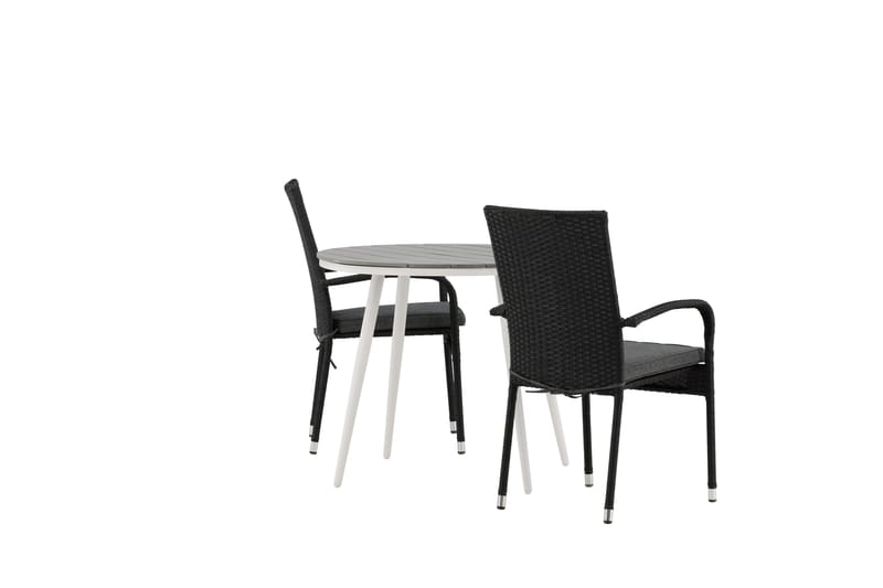 Parvekeryhmä Break Pyöreä 90 cm 2 Anna ruokatuolia - Musta/Harmaa - Puutarhakalusteet - Parveke - Parvekekalusteet - Parvekesetti