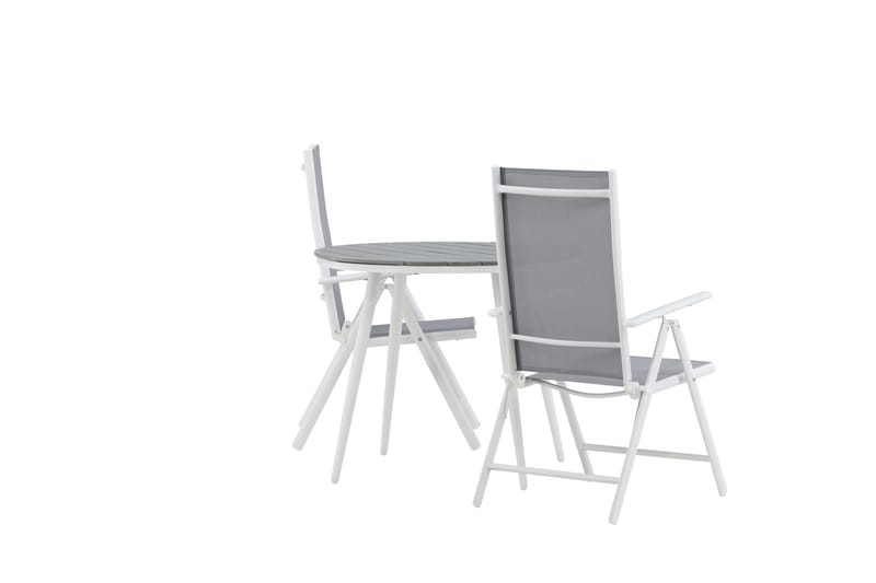 Parvekeryhmä Break Pyöreä 90 cm 2 Break säätötuolia - Valkoinen/Harmaa - Puutarhakalusteet - Parveke - Parvekekalusteet - Parvekesetti