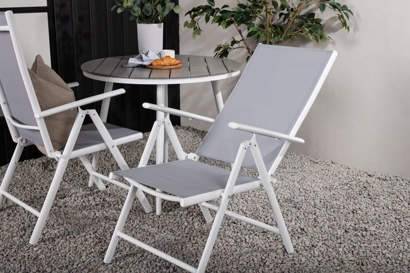 Parvekeryhmä Break Pyöreä 90 cm 2 Break säätötuolia - Valkoinen/Harmaa - Puutarhakalusteet - Parveke - Parvekekalusteet - Parvekesetti