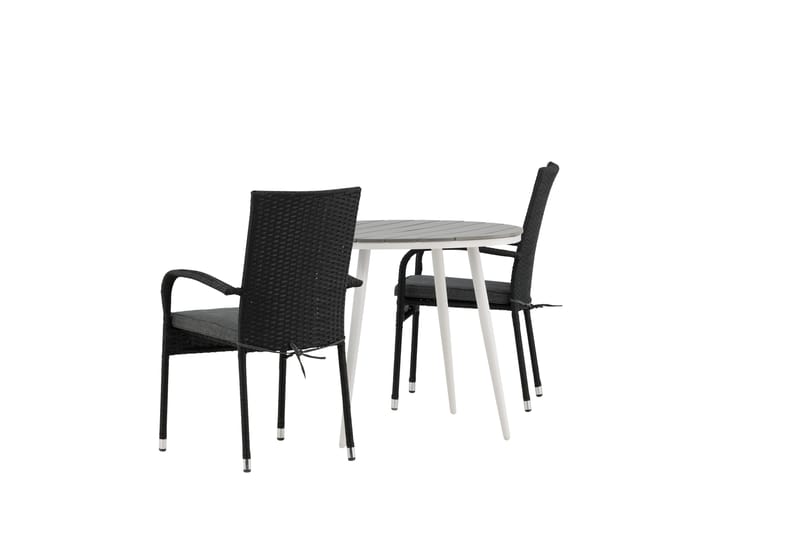 Parvekeryhmä Break Pyöreä 90 cm 2 Anna ruokatuolia - Musta/Harmaa - Puutarhakalusteet - Parveke - Parvekekalusteet - Parvekesetti