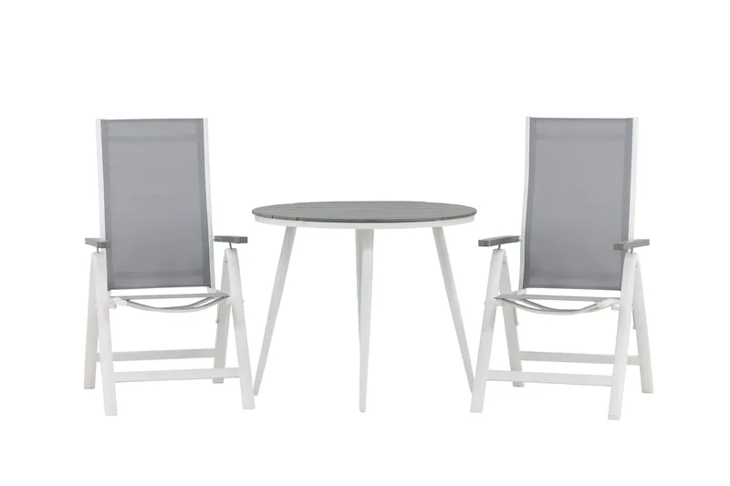 Parvekeryhmä Break Pyöreä 90 cm 2 Albany säätötuolia, Valkoinen/Harmaa