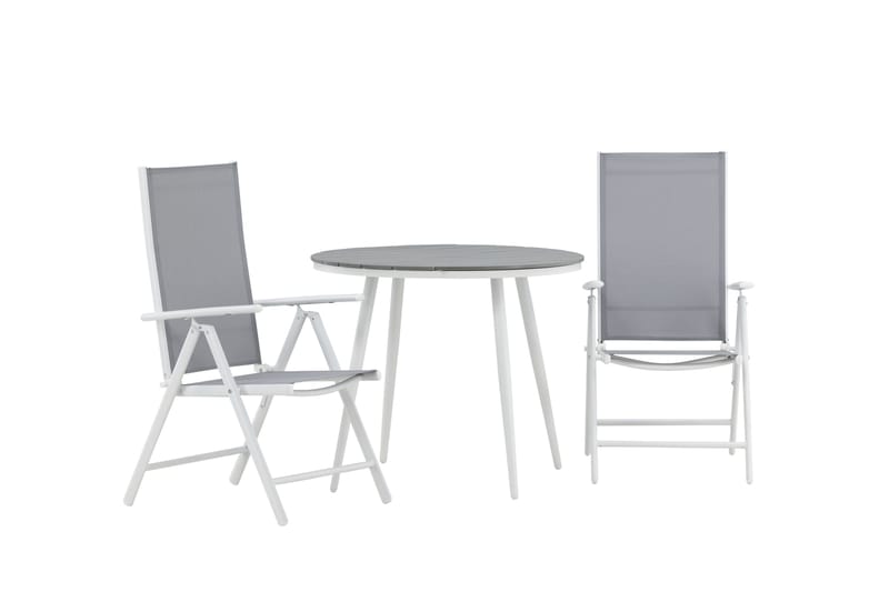 Parvekeryhmä Break Pyöreä 90 cm 2 Break säätötuolia - Valkoinen/Harmaa - Puutarhakalusteet - Parveke - Parvekekalusteet - Parvekesetti