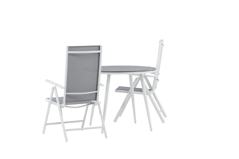 Parvekeryhmä Break Pyöreä 90 cm 2 Break säätötuolia - Valkoinen/Harmaa - Puutarhakalusteet - Parveke - Parvekekalusteet - Parvekesetti