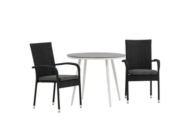 Parvekeryhmä Break Pyöreä 90 cm 2 Anna ruokatuolia - Musta/Harmaa - Puutarhakalusteet - Parveke - Parvekekalusteet - Parvekesetti