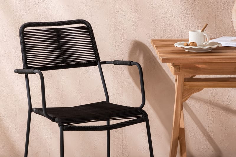 Parvekeryhmä Ghana 70 cm 2 Lindos tuolia - Ruskea/Musta - Puutarhakalusteet - Parveke - Parvekekalusteet - Parvekesetti