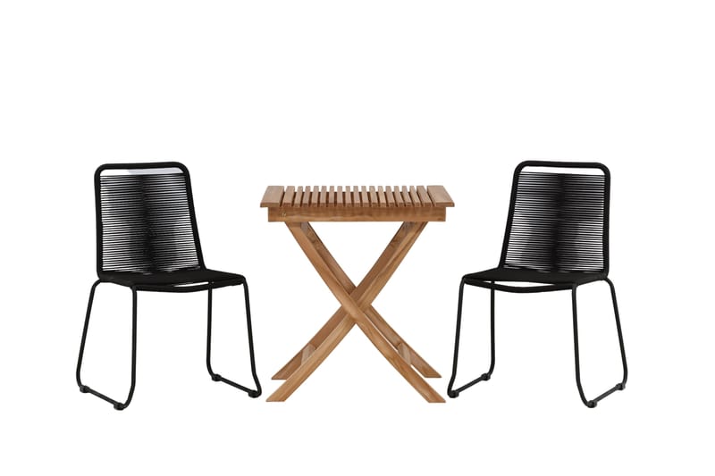 Parvekeryhmä Ghana 70x70 cm 2 Lindos tuolia - Musta/Ruskea - Puutarhakalusteet - Parveke - Parvekekalusteet - Parvekesetti