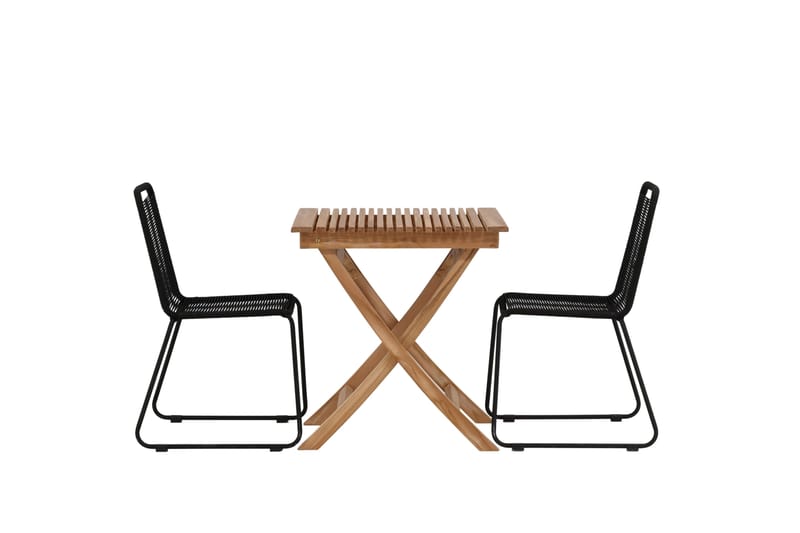 Parvekeryhmä Ghana 70x70 cm 2 Lindos tuolia, Musta/Ruskea