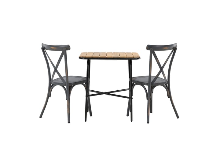 Parvekeryhmä Holmbeck 70 cm 2 Tablas tuolia - Tummanharmaa/Ruskea - Parvekesetti - Cafe-ryhmä