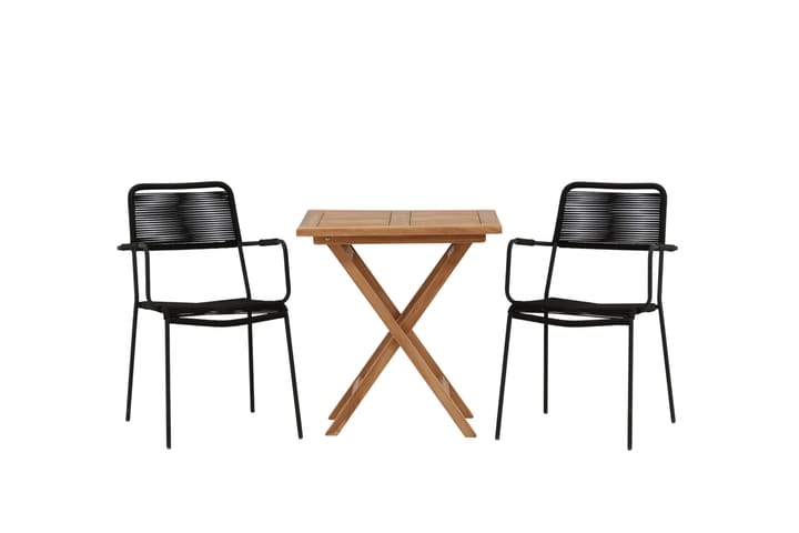 Parvekeryhmä Kenya 70x70 cm 2 Lindos tuolia - Tiikki - Parvekesetti - Cafe-ryhmä
