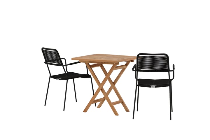 Parvekeryhmä Kenya 70x70 cm 2 Lindos tuolia - Tiikki - Parvekesetti - Cafe-ryhmä