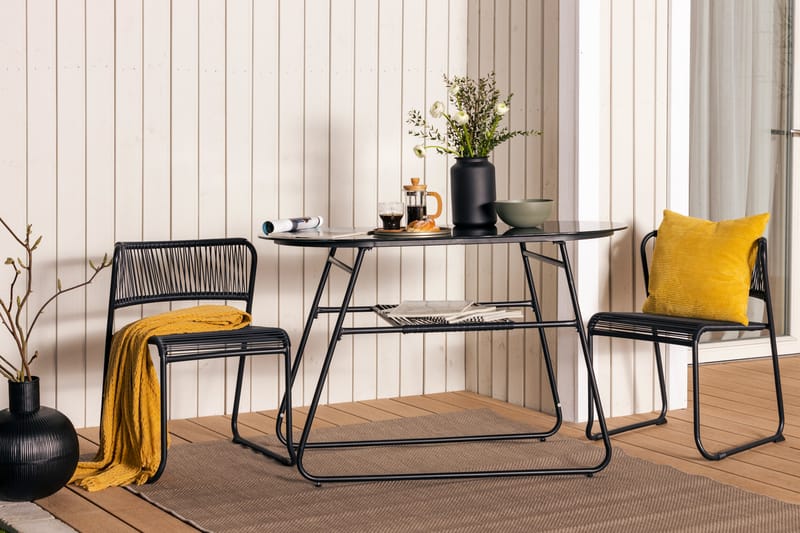 Parvekeryhmä Lamborg 120 cm Soikea 2 tuolia - Lasi/Musta - Puutarhakalusteet - Ulkoryhmä - Cafe-ryhmä