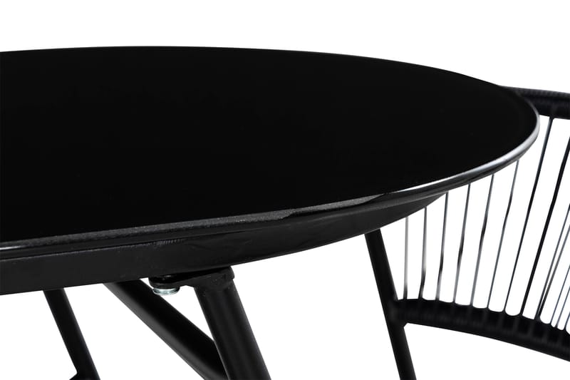 Parvekeryhmä Lamborg 120 cm Soikea 2 tuolia - Lasi/Musta - Puutarhakalusteet - Ulkoryhmä - Cafe-ryhmä