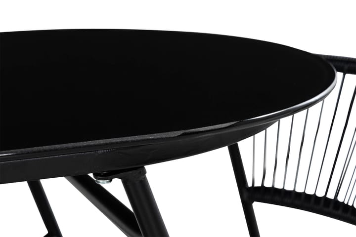 Parvekeryhmä Lamborg 120 cm Soikea 2 tuolia - Lasi/Musta - Parvekesetti - Cafe-ryhmä