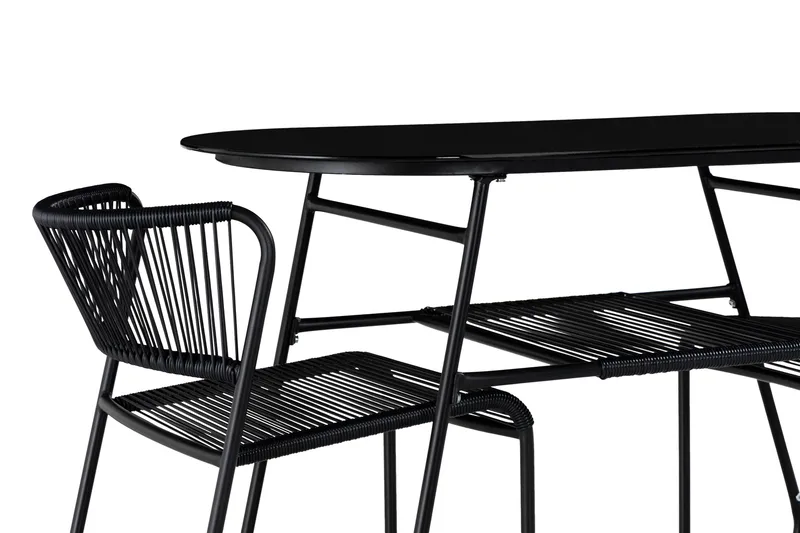 Parvekeryhmä Lamborg 120 cm Soikea 2 tuolia - Lasi/Musta - Puutarhakalusteet - Ulkoryhmä - Cafe-ryhmä